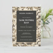 軍隊ソルジャーサンドデジタルカモフラージュ誕生日 招待状 (スタンド正面)