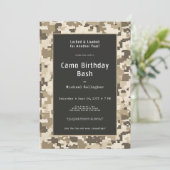 軍隊ソルジャーサンドデジタルカモフラージュ誕生日 招待状 (スタンド正面)