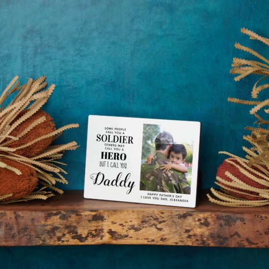 軍隊ソルジャーヒーローダディーアーミーファーザーズデイフォト フォトプラーク (側面)
