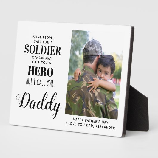 軍隊ソルジャーヒーローダディーアーミーファーザーズデイフォト フォトプラーク (側面)