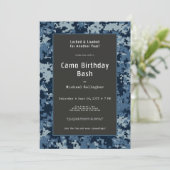 軍隊ソルジャーブルーカモフラージュ誕生日 招待状 (スタンド正面)