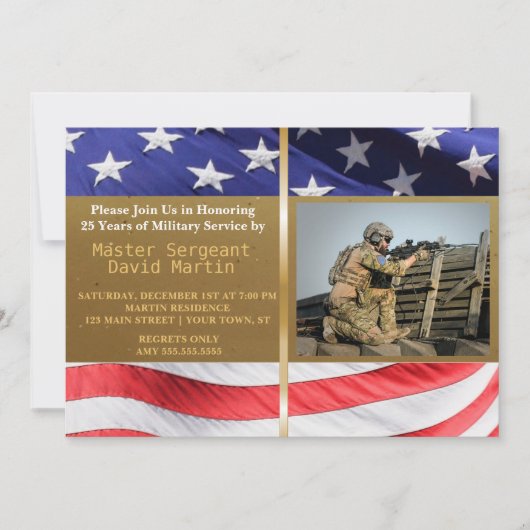 軍隊ソルジャーリタイアメントパーティーフォト招待状 招待状 (正面)