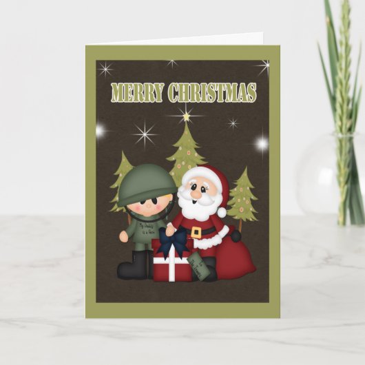 軍隊ソルジャー&サンタクロースのクリスマス シーズンカード (正面)