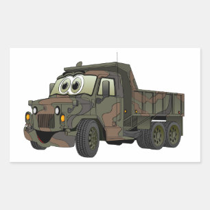 軍隊ダンプトラック漫画 長方形シール