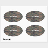 軍隊デジタルウッドランド背景 楕円形シール (シート)