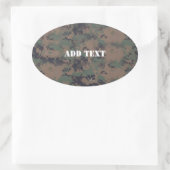 軍隊デジタルウッドランド背景 楕円形シール (バッグ)