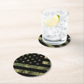 軍隊デジタルカモフラージュ米国国旗 ラウンドペーパーコースター (インサイチュ)