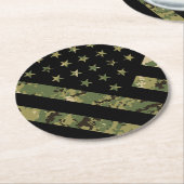 軍隊デジタルカモフラージュ米国国旗 ラウンドペーパーコースター (アングル)