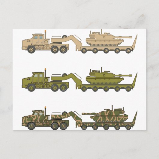 軍隊トラック引っ張りタンク ポストカード (正面)