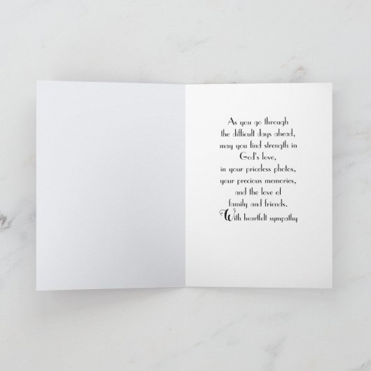 軍隊ドッグタグとホワイトローズ悔やみや弔慰 カード (内部)