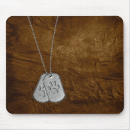 軍隊ドッグタグと手のプリントを革に マウスパッド