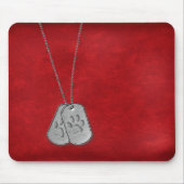 軍隊ドッグタグと手のプリントを革に マウスパッド (正面)