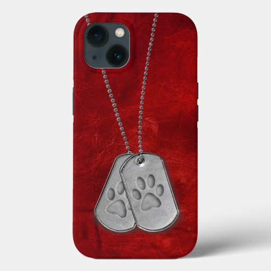 軍隊ドッグタグと手のプリントを革に Case-Mate iPhoneケース (裏面)