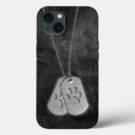 軍隊ドッグタグと手のプリントを革に Case-Mate iPhoneケース (裏面)