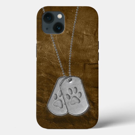 軍隊ドッグタグと手のプリントを革に Case-Mate iPhoneケース (裏面)
