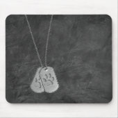 軍隊ドッグタグと手のプリント付きレザーマウス マウスパッド (正面)