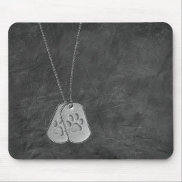 軍隊ドッグタグと手のプリント付きレザーマウス マウスパッド