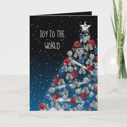 軍隊ドッグタグクリスマスツリーホリデーカード シーズンカード (正面)