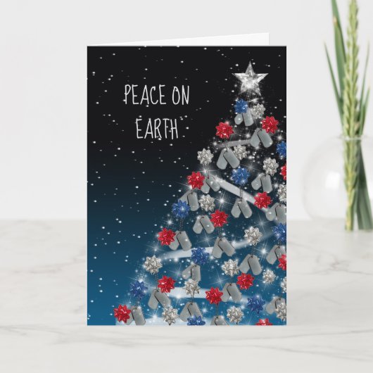 軍隊ドッグタグクリスマスツリー シーズンカード (正面)