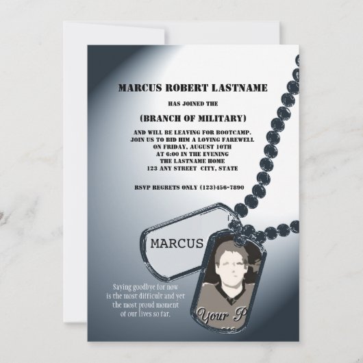 軍隊ドッグタグ写真 招待状 (正面)