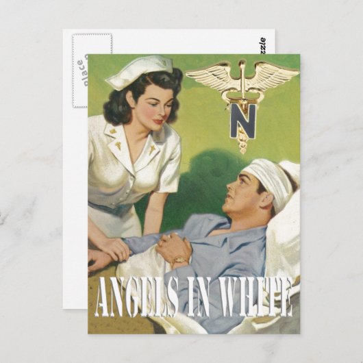 軍隊ナース – エンジェルズインホワイトポストカード ポストカード (正面/裏面)