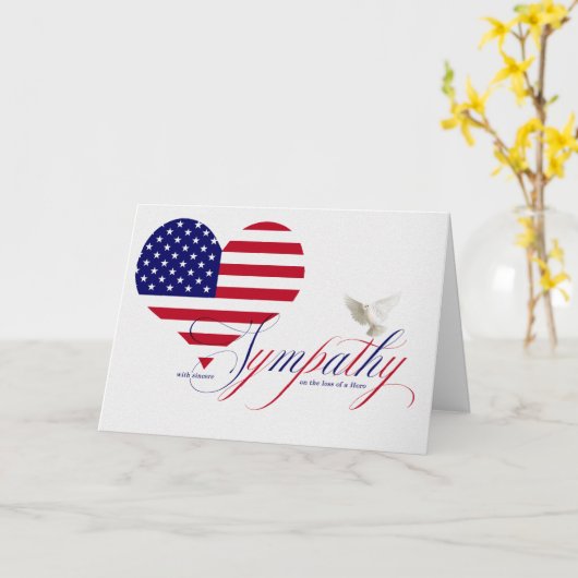 軍隊ハトとフラッグの悔やみや弔慰 カード (黄色い花)