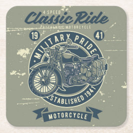 軍隊バイクデザイン紙コースター スクエアペーパーコースター