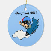 軍隊パイロットinジェットクリスマス セラミックオーナメント (左)