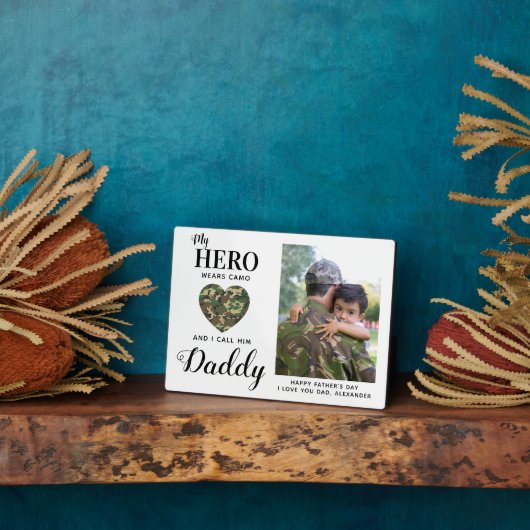 軍隊パパマイヒーローカーズ迷彩柄ファーザーズデイフォト フォトプラーク (側面)