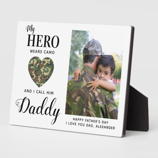 軍隊パパマイヒーローカーズ迷彩柄ファーザーズデイフォト フォトプラーク (側面)