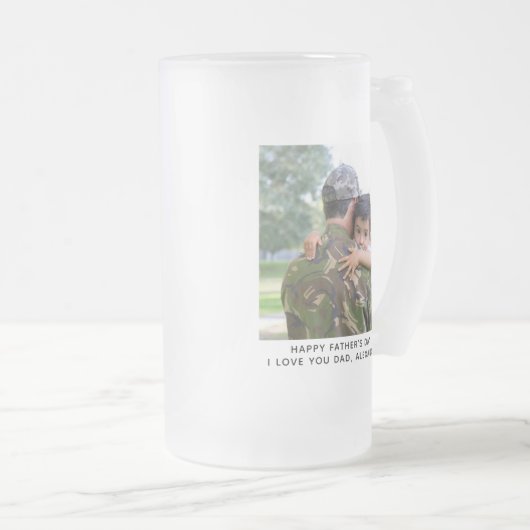 軍隊パパマイヒーローカーズ迷彩柄ファーザーズデイフォト フロストグラスビールジョッキ (正面右)