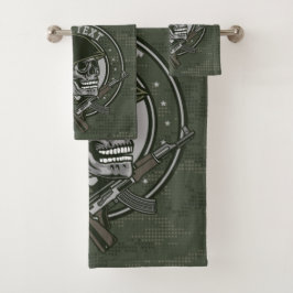 軍隊パーソナライズされた迷彩柄兵士スカルアンドガン バスタオルセット
