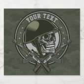 軍隊パーソナライズされた迷彩柄兵士スカルアンドガン ビールラベル (シングルラベル)