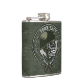 軍隊パーソナライズされた迷彩柄兵士スカルアンドガン フラスク (右)