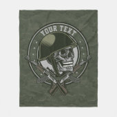 軍隊パーソナライズされた迷彩柄兵士スカルアンドガン フリースブランケット (正面)