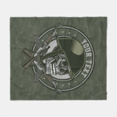 軍隊パーソナライズされた迷彩柄兵士スカルアンドガン フリースブランケット (正面(横))