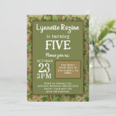 軍隊ファミリーカモフラージュグリッターバースデーパーティー 招待状 (スタンド正面)