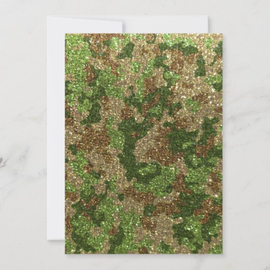 軍隊ファミリーカモフラージュグリッターバースデーパーティー 招待状 (裏面)