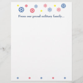 軍隊ファミリークリスマススノーフレークスブルー レターヘッド