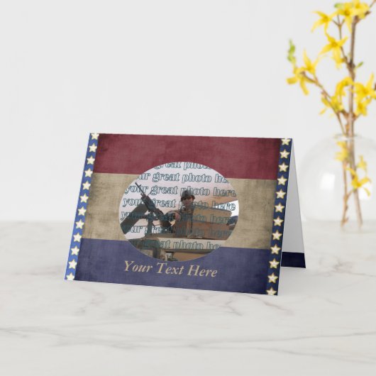 軍隊フォトフレームカスタムのパーソナライズされた カード (黄色い花)