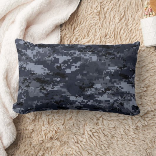 軍隊ブルーデジタル迷彩柄枕 ランバークッション (ブランケット)