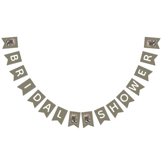 軍隊ブーツをテーマにしたブライダルシャワー装飾 バンティングフラッグ (全)