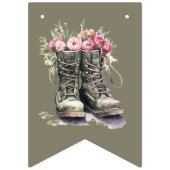 軍隊ブーツをテーマにしたブライダルシャワー装飾 バンティングフラッグ (第1の旗)