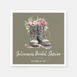 軍隊ブーツをテーマにしたブライダルシャワー スタンダードカクテルナプキン