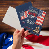 軍隊ブーツフラグブルー遠くにGOING送別パーティー 招待状