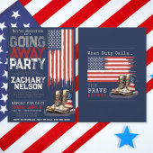 軍隊ブーツフラグブルー遠くにGOING送別パーティー 招待状