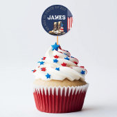 軍隊ブーツフラグBLUE Going 遠くにパーティー ラウンドシール