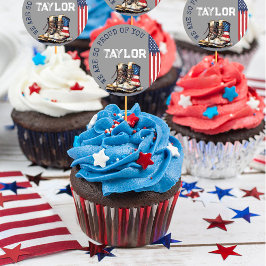 軍隊ブーツフラグGRAY Going 遠くにパーティー ラウンドシール