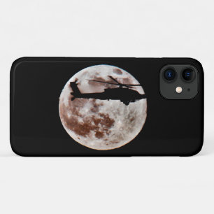 軍隊ヘリコプター夜の満月 iPhone 11 ケース
