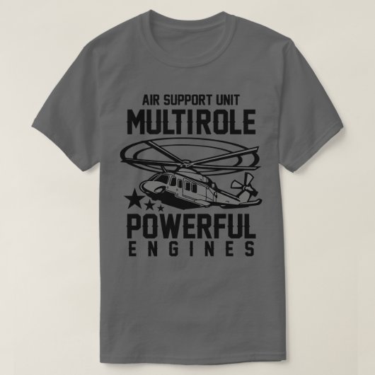 軍隊ヘリコプタ支持ユニット Tシャツ (デザイン正面)